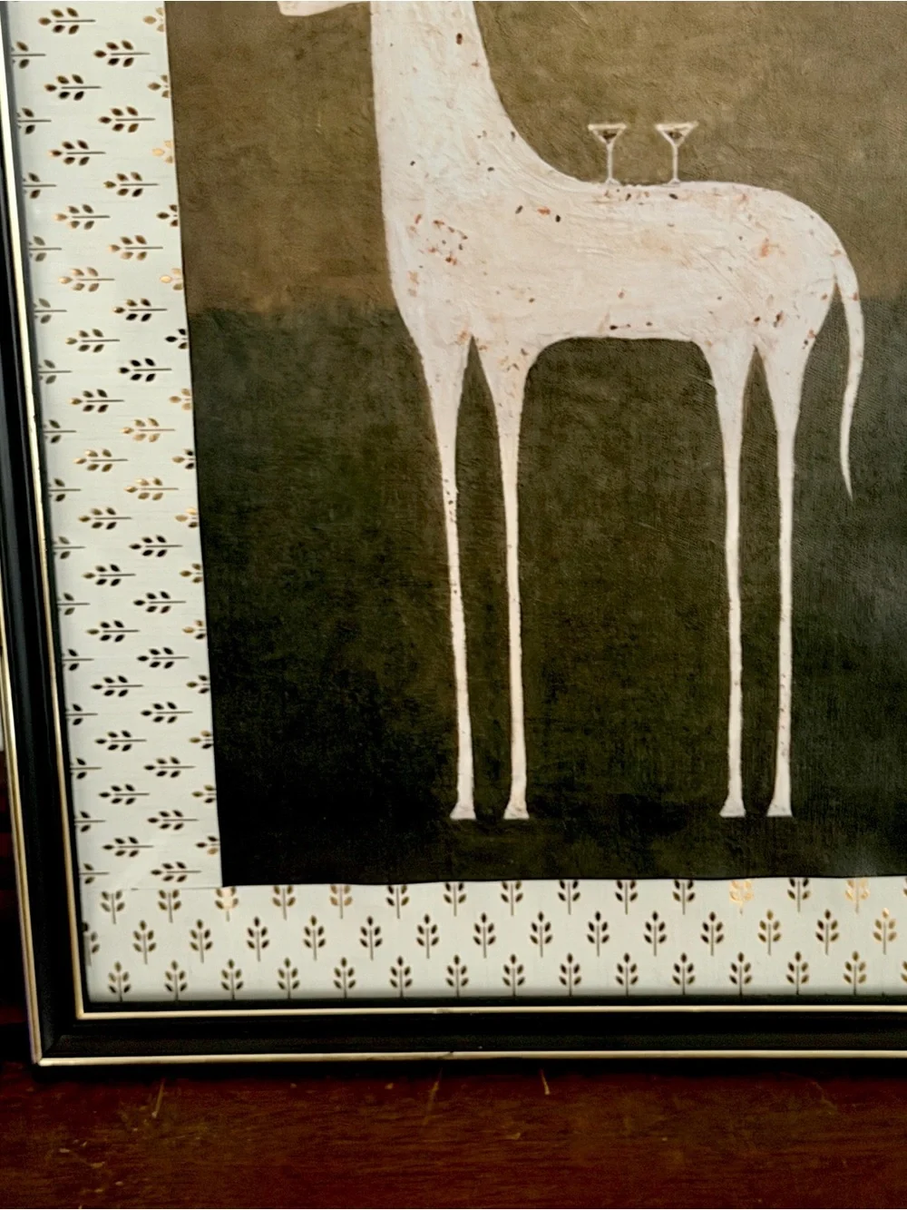 Abstract Horse Martini Canvas Art Print Black Gold Framed Wall Hanging Art